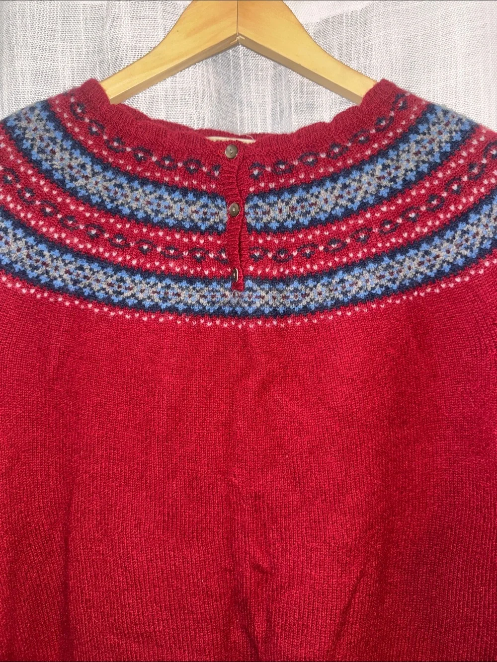 Eddie Bauer 100% Lambs Wool | Women’s Red Fair Isle Yoke Sweater XXL